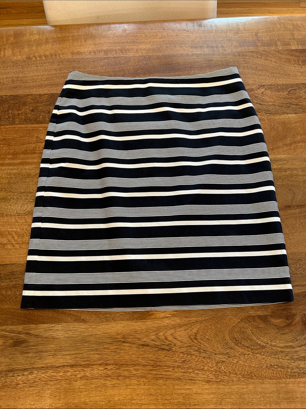 Ann Taylor Black and White Striped Pencil Skirt